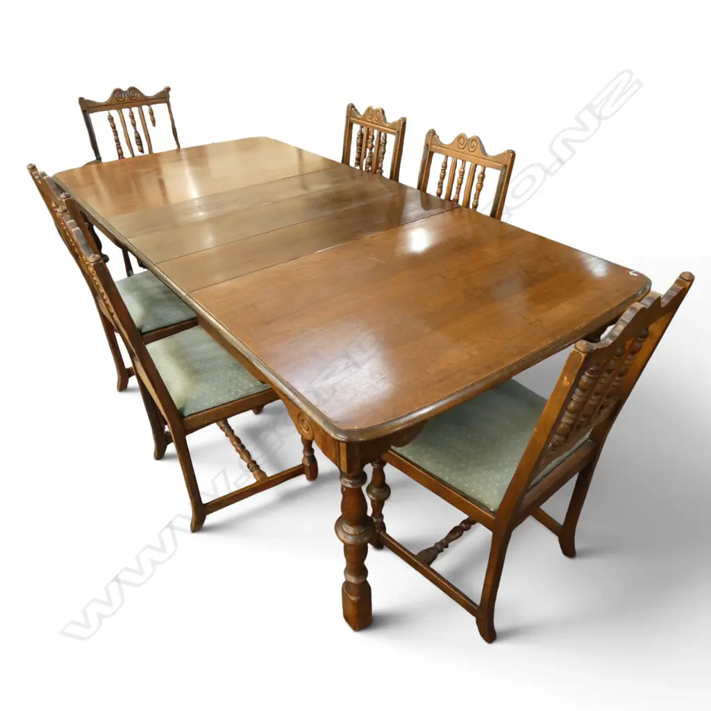 EXTENSION DINING TABLE & 6 DINING CHAIRS one carved 2200x1070x760mm Image 1++