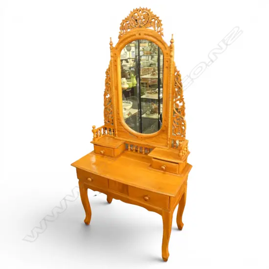 MIRROR BACK DRESSING TABLE carved grape & vine, mirror faults H.900x440x1800mm