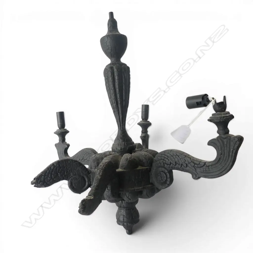 'SMOKE' FAUX BURNT CHANDELIER H.550mm, 650mm dia DESIGN BY MAARTEN BAAS EX ECC $4900 req. re-wiring Image 1++