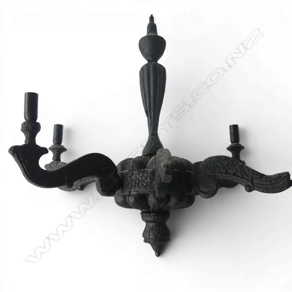 'SMOKE' FAUX BURNT CHANDELIER H.550mm, 650mm dia DESIGN BY MAARTEN BAAS EX ECC $4900 req. re-wiring Image 1++