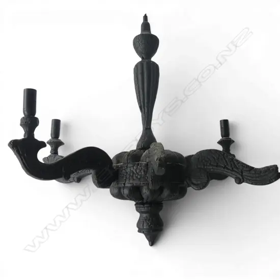 'SMOKE' FAUX BURNT CHANDELIER H.550mm, 650mm dia DESIGN BY MAARTEN BAAS EX ECC $4900 req. re-wiring