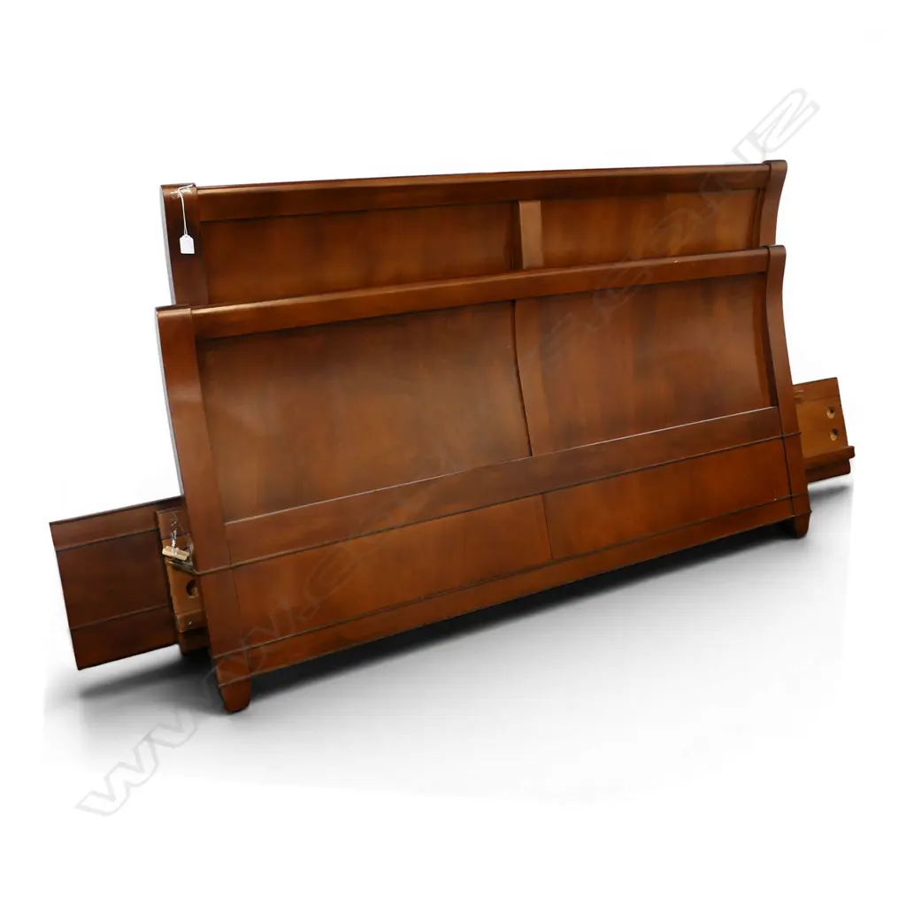 ROSE & HEATHER WOODEN SLEIGH BED with 4 drawers W.1630mm Image 1++