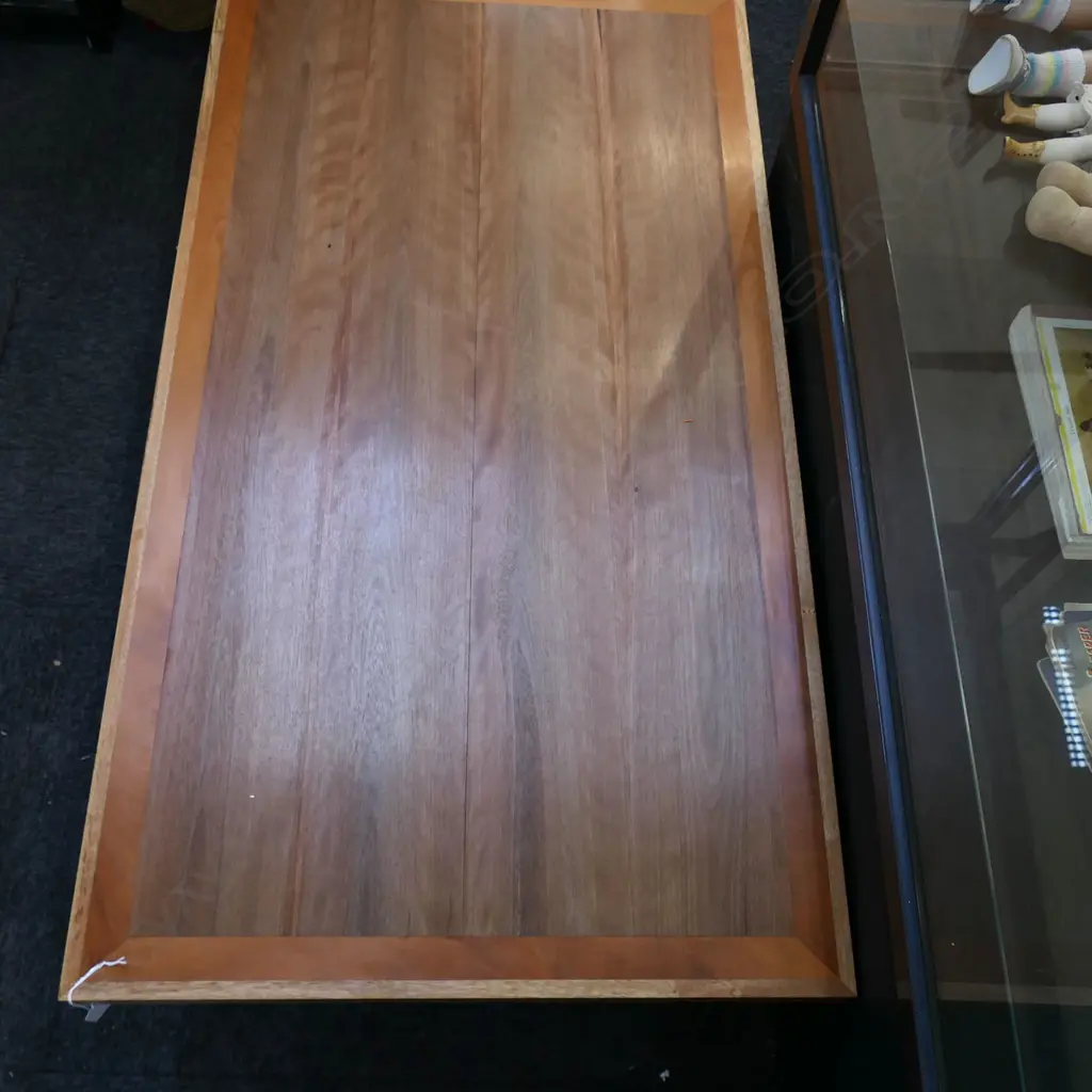 MIXED NZ NATIVE TIMBERS COFFEE TABLE BY NOLAN PAKER EX ESTATE 1160x625x365mm Image 1++