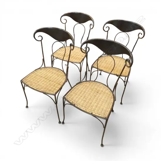 4 METAL & RATTAN CHAIRS