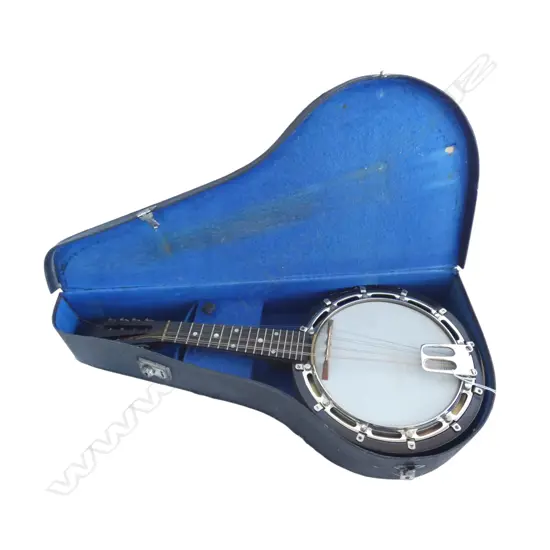 A vintage mandolin-banjo (banjolin). L.610mm. In original case.