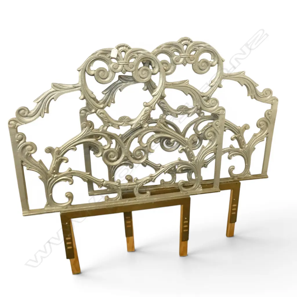 PR SILVER PAINTED CAST IRON SINGLE BED ENDS W.960mm Image 1++