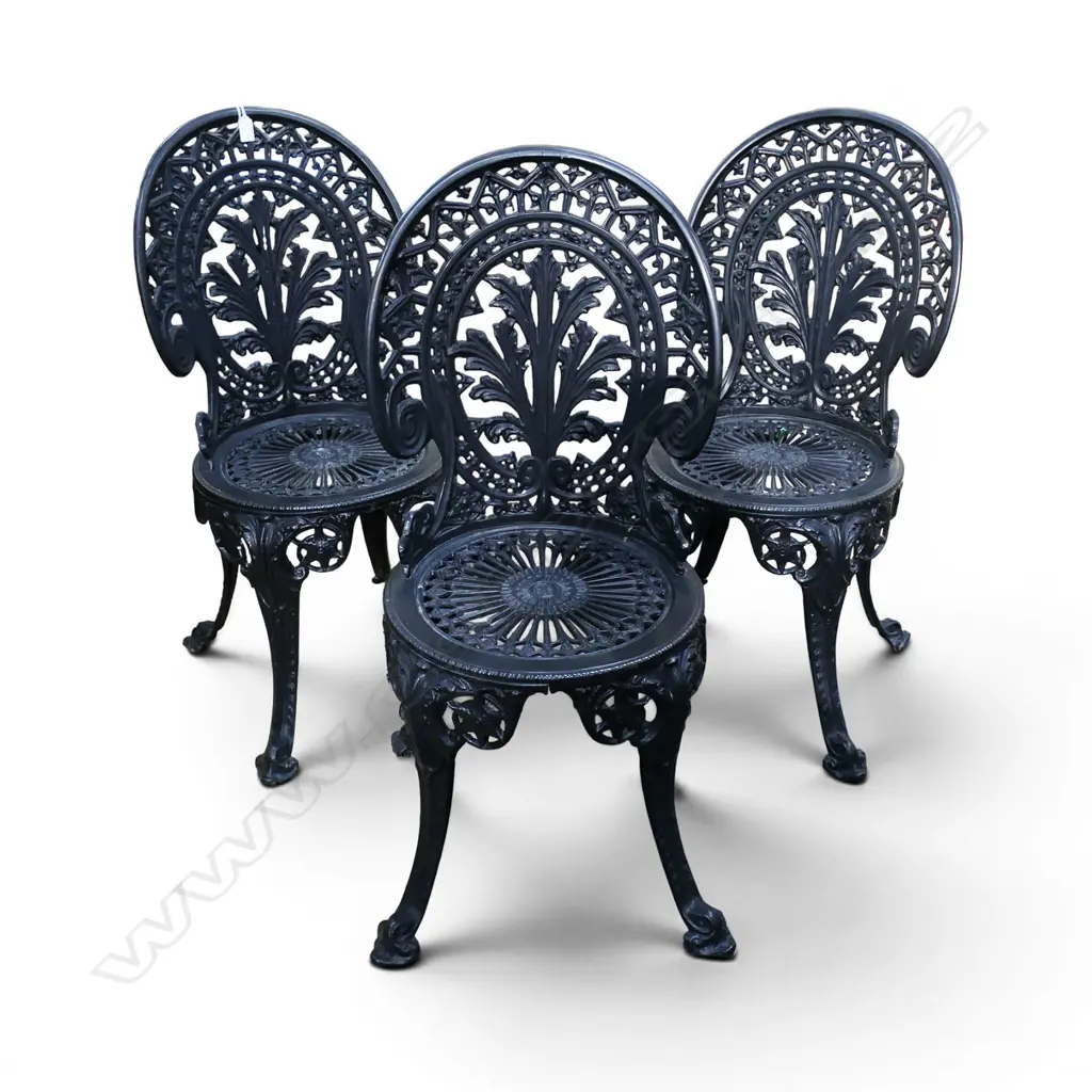 3 BLACK METAL MASPORT ENDERSLEA PATIO CHAIRS Image 1++