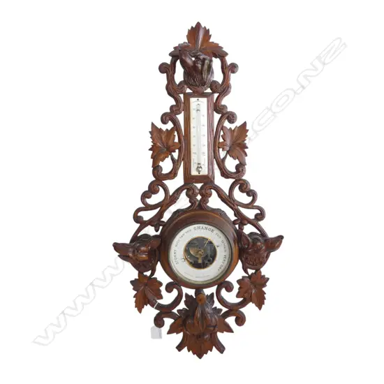 CARVED WOODEN WALL BAROMETER 700x340mm