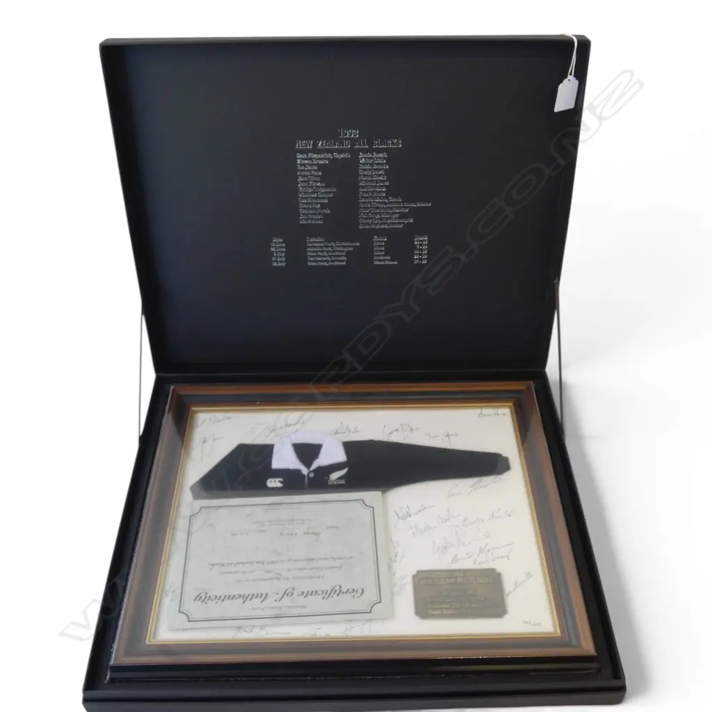 NEW ZEALAND 1993 Ltd Ed. ALL BLACKS FRAMED MINIATURE JERSEY 26/140 Image 1++