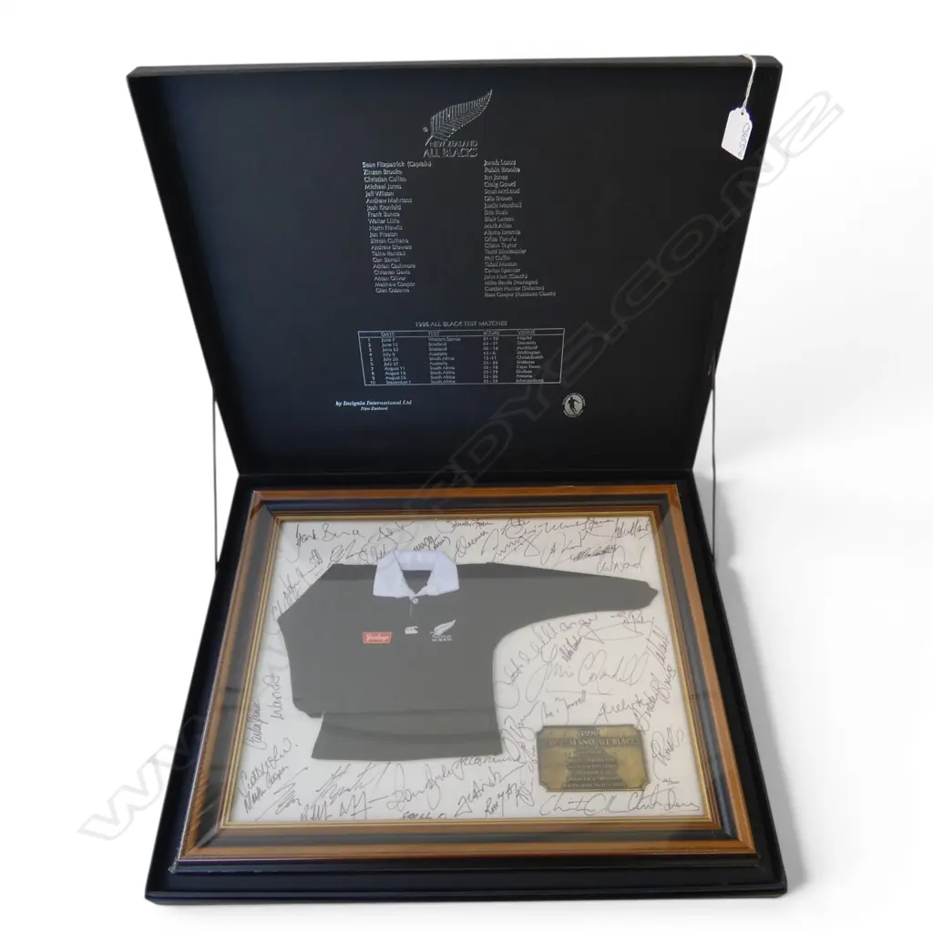 NEW ZEALAND 1996 Ltd Ed. ALL BLACKS FRAMED MINIATURE JERSEY 26/300  Image 1++