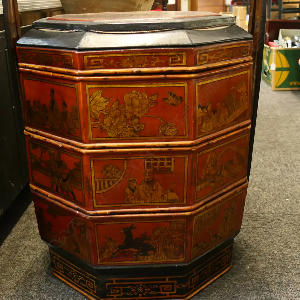 OLD CHINESE 3 TIER WEDDING BASKET H.600mm Image 1++