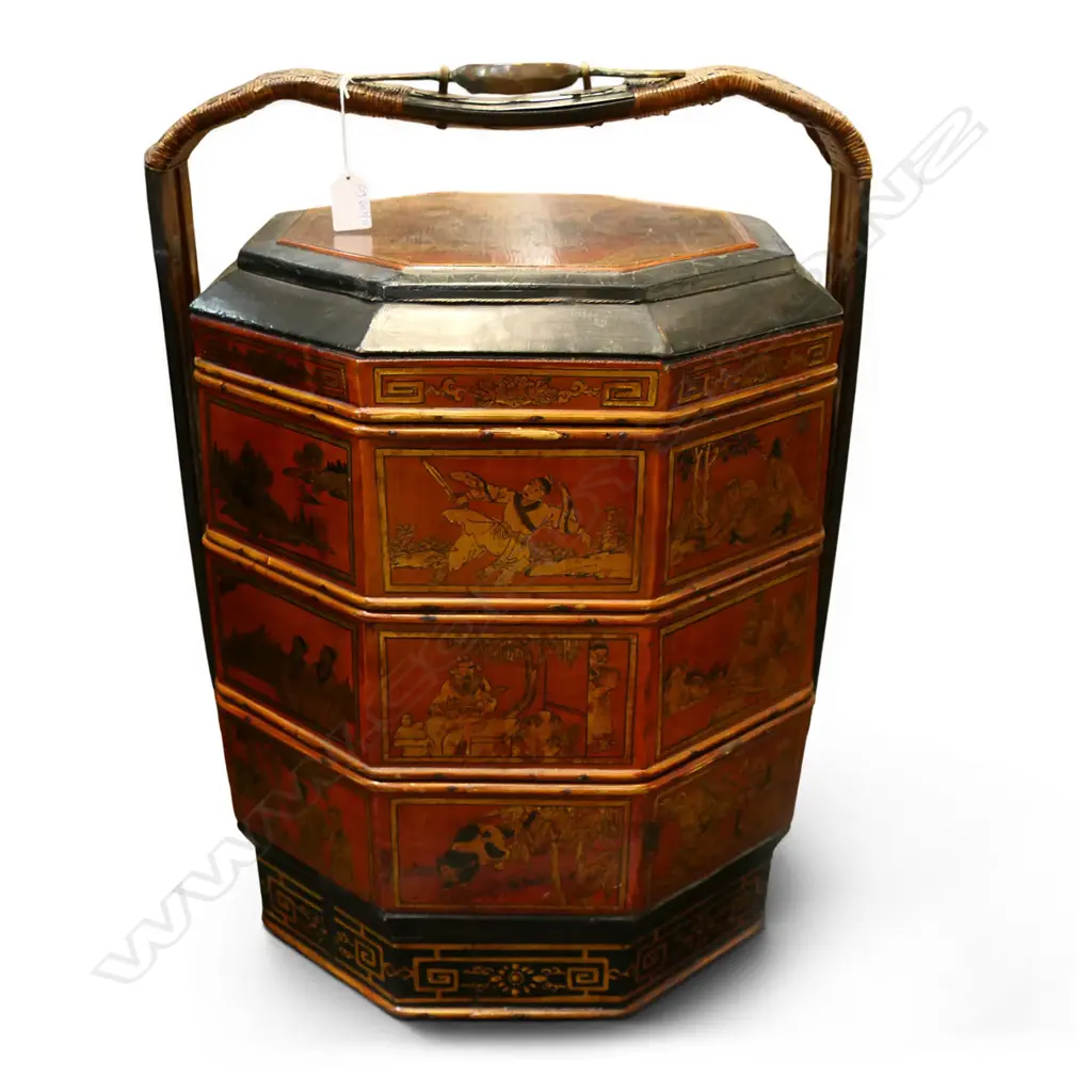 OLD CHINESE 3 TIER WEDDING BASKET H.600mm Image 1++