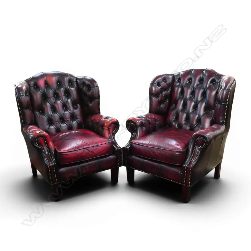WINGED BUTTON BACK ARM CHAIRS one w. faults H.1000mm Image 1++