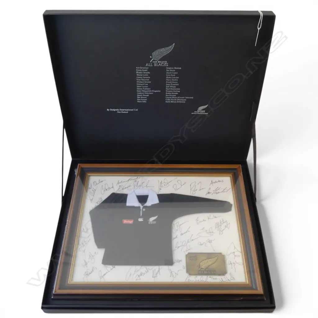 NEW ZEALAND 1995 Ltd Ed. ALL BLACKS FRAMED MINIATURE JERSEY 26/300  Image 1++