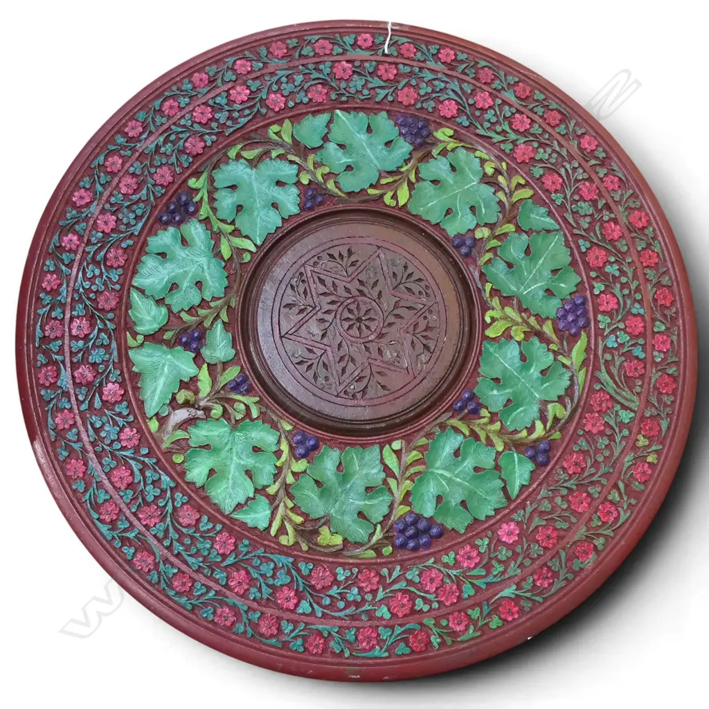 INDONESIAN CARVED WOODEN SIDE TABLE 610mm dia Image 1++