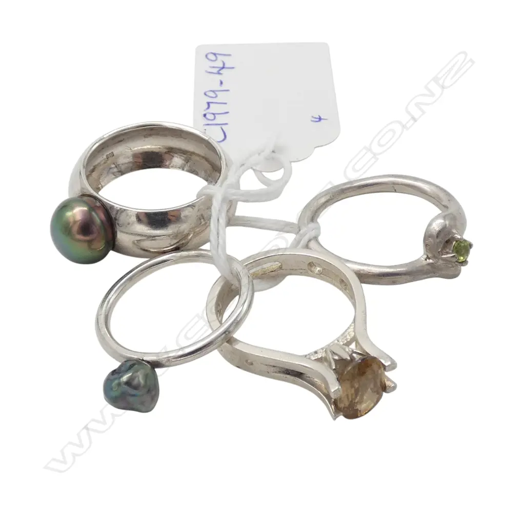 SIMON MISDALE DESIGN  FOUR SILVER PEARL & GEMSTONE SET RINGS From Simon's estate Image 1++