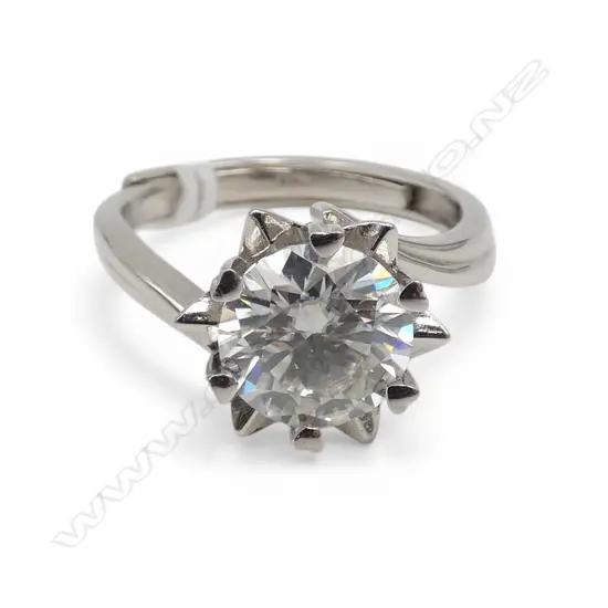 SILVER MOISSONITE RING, adjustable size 2.01ct SIZE N