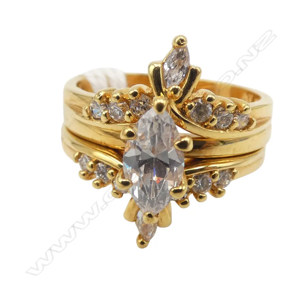 NEVADA GOLD PLATED S/SILVER 3PC DRESS RING SET Image 1++