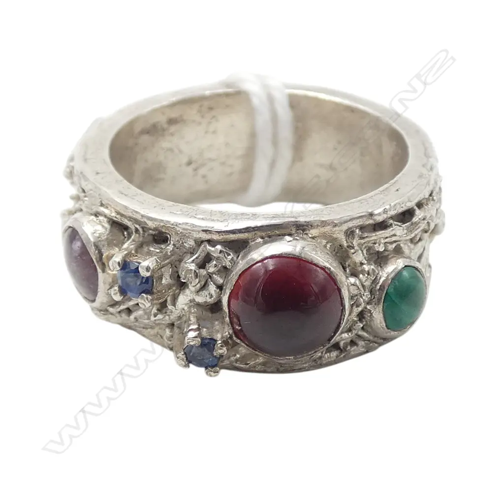 SIMON MISDALE DESIGN SUBSTANTIAL SILVER GEMSTONE SET RING From Simon's estate Image 1++