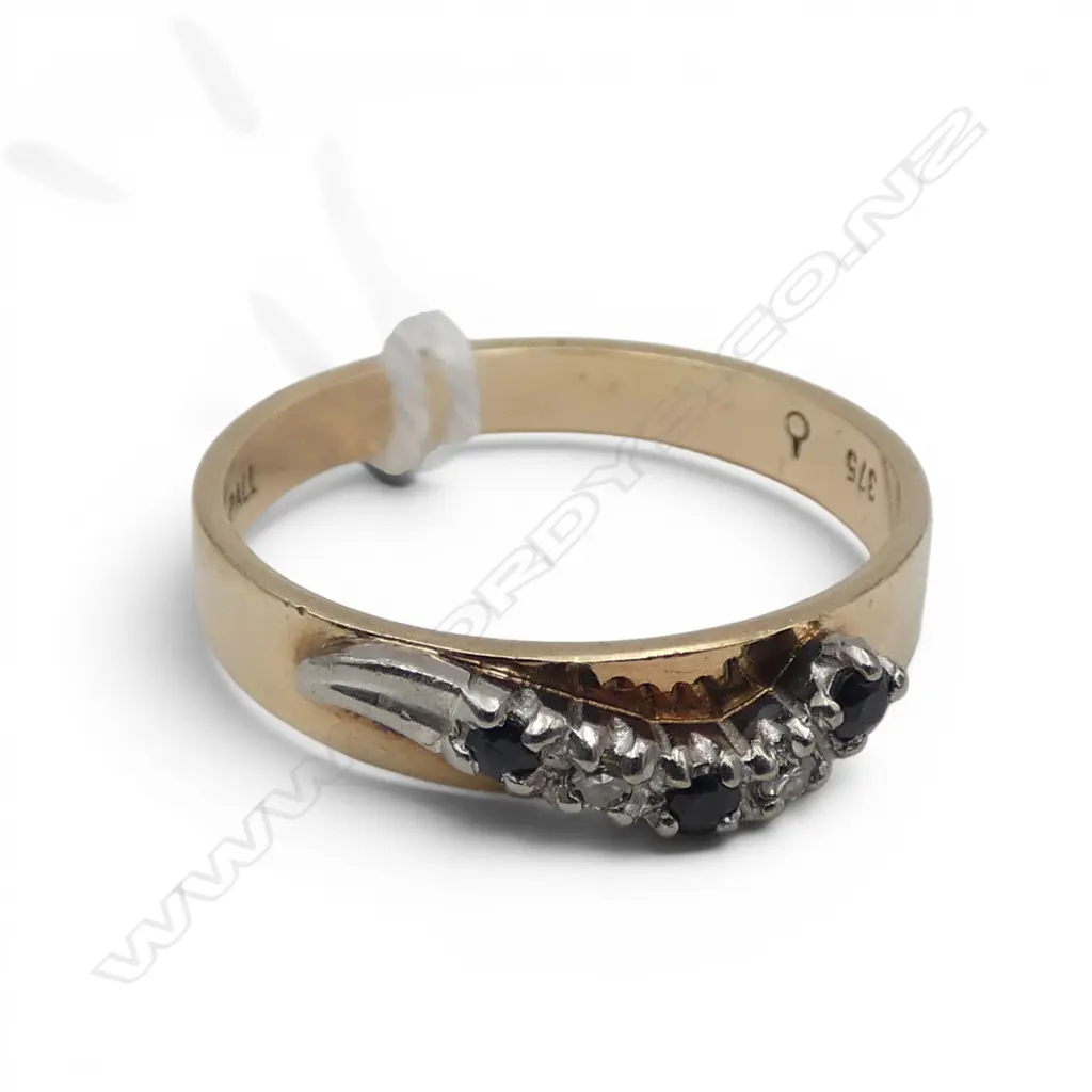 9ct SAPPHIRE & DIAMOND ETERNITY RING, 2.30gm SIZE O Image 1++
