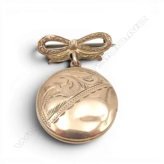 9ct BOW & LOCKET BROOCH, 4.49ct, metal bar