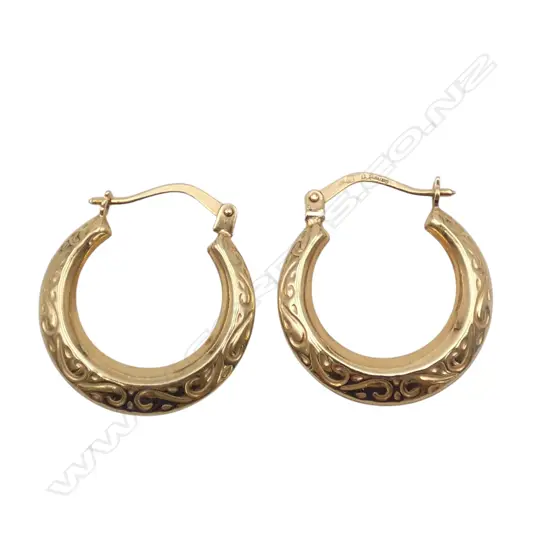 PR 9CT HOOP EARRINGS, 1.1gms