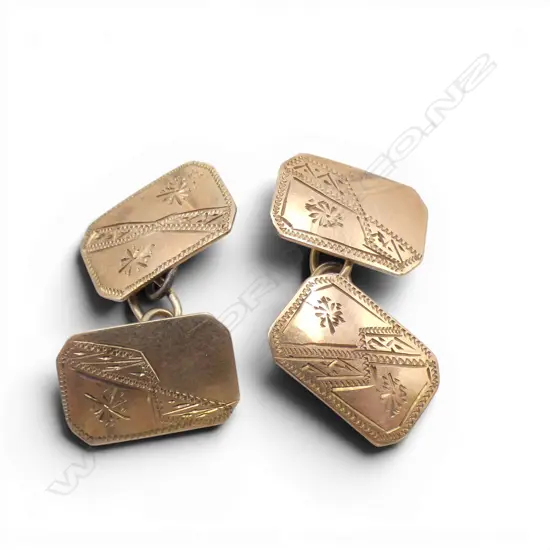 PR VINTAGE 9ct CUFFLINKS, 4.26gm