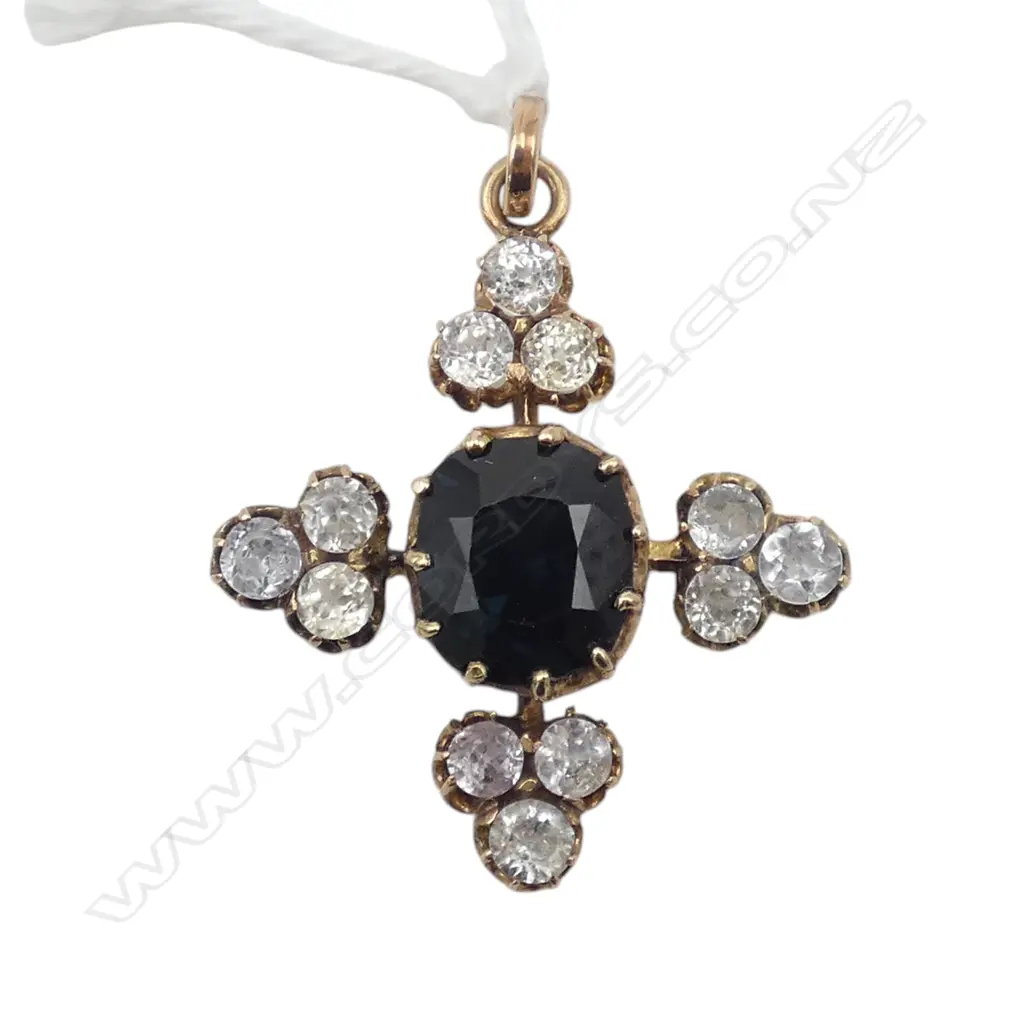 9ct BLUE SPINEL & WHITE SAPPHIRE PENDANT, 4.15 Image 1++