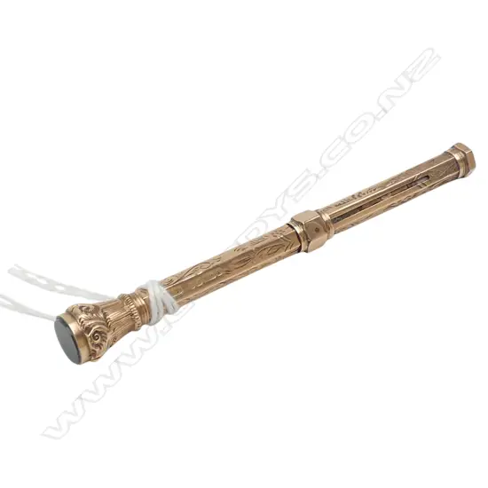 9CT ROSE GOLD PROPELLING PENCIL WITH BLOODSTONE TOP BIRMINGHAM 1903 10GMS TOTAL WIEGHT