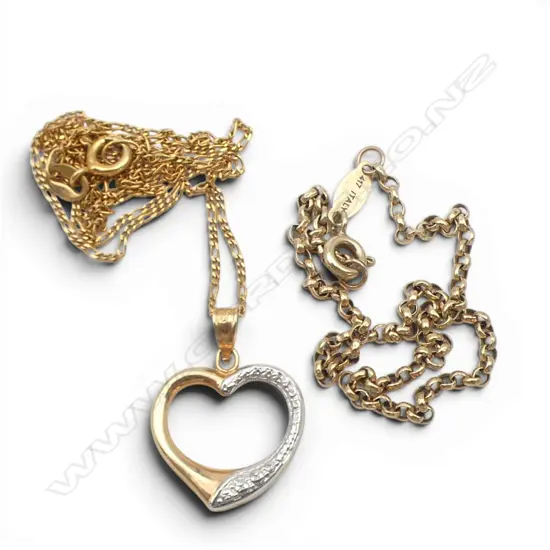 9CT PENDANT NECKLACE 1.5gms, 10CT BRACELET 0.9gms