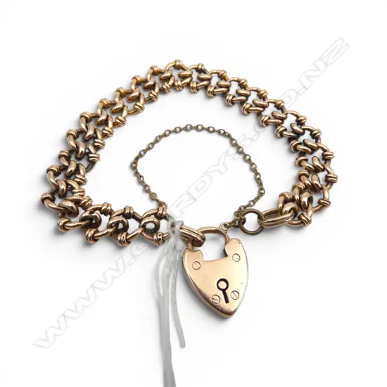 9ct FANCY LINK CHAIN BRACELET w 9ct LOCK CLASP, 16.24gm ONE  JUMP RING NOT GOLD