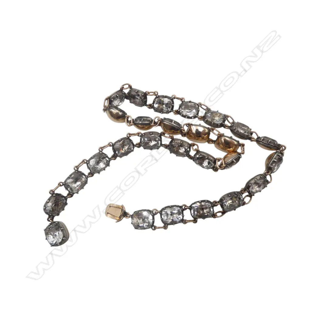 GEORIGAN 9CT & PALE AQUAMARINE FOIL BACK NECKLACE L.340mm Image 1++