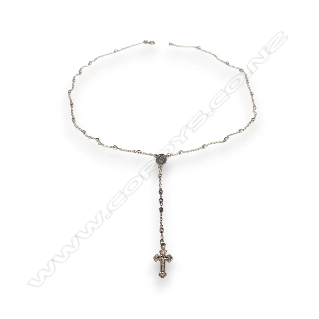 STERLING SILVER ROSARY NECKLACE Image 1++