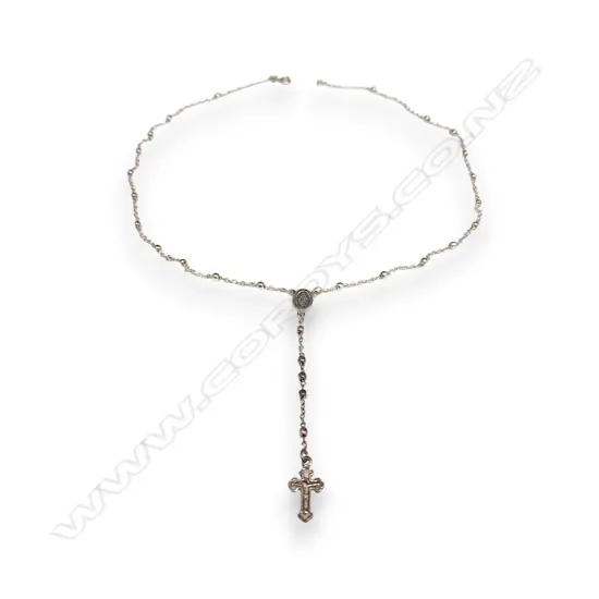 STERLING SILVER ROSARY NECKLACE