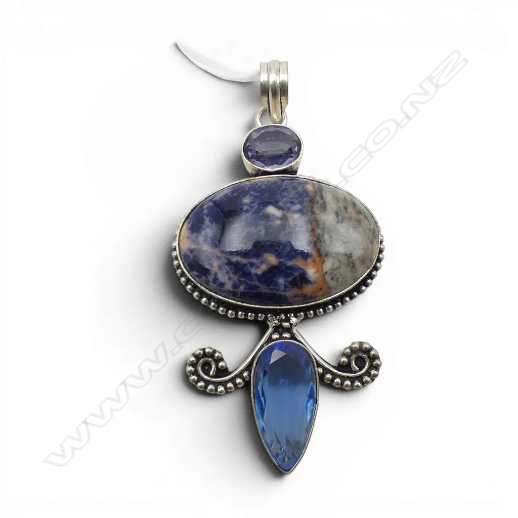 S/SILVER 3 STONE PENDANT 18.4GMS Image 1++