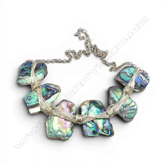 HANDCRAFTED SILVER & PAUA SHELL NECKLACE