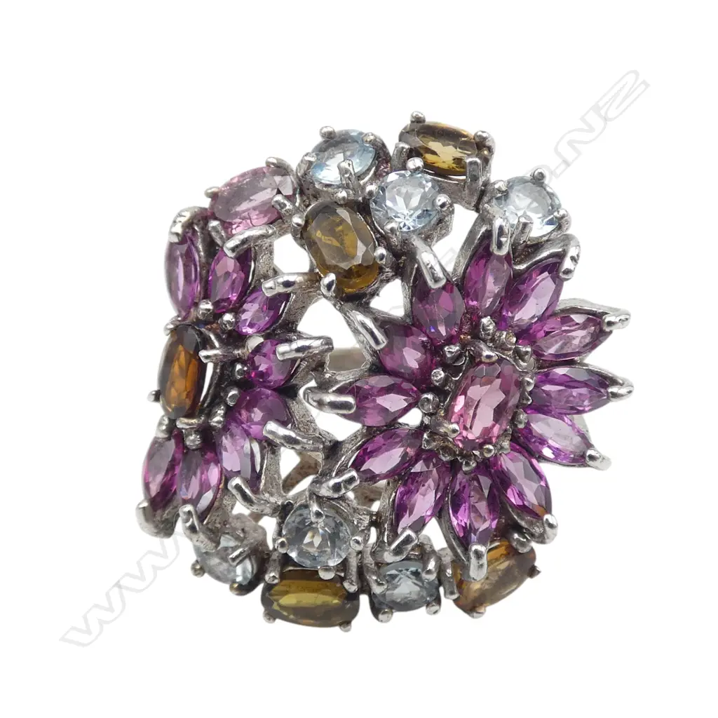 S/SILVER MULTI STONE DRESS RING Image 1++