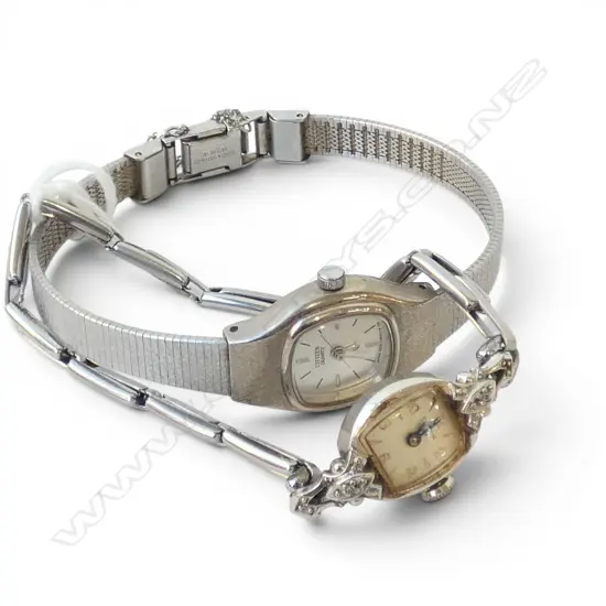 2 SILVER TONE LADIES WRIST WATCHES; CITIZEN, BULOVA