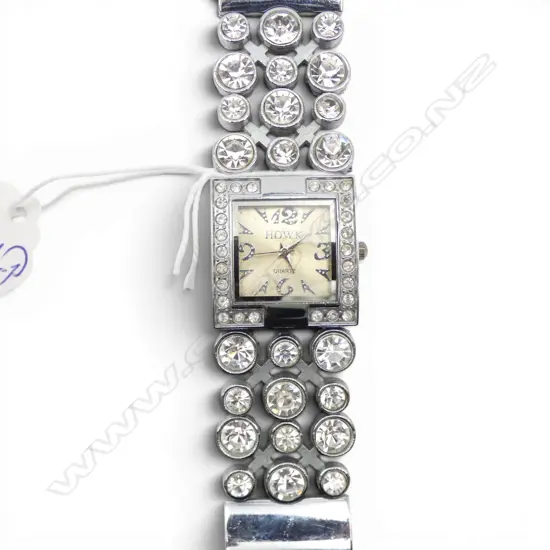 LADIES VINTAGE 1990s HOWK RHINESTONE WRISTWATCH