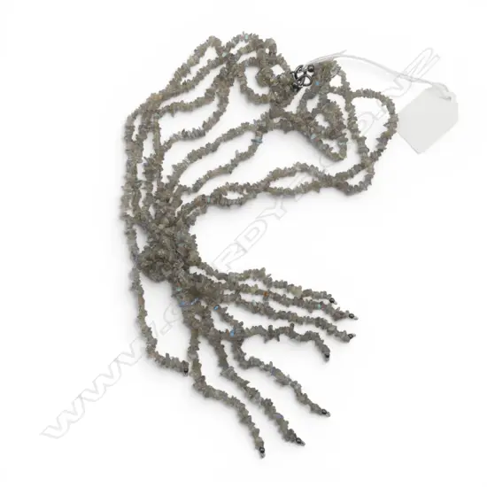 MULTI STRAND NATURAL STONE CHIP LABRODITE NECKLACE L310MM