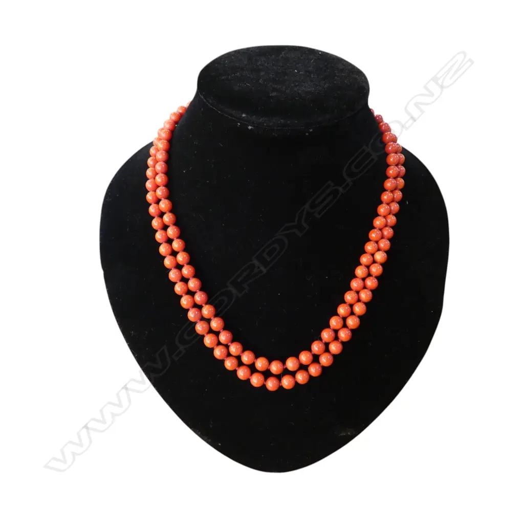 RED CORAL NECKLACE w. 9CT CLASP L.470mm Image 1++