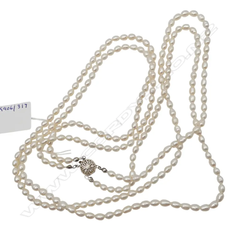 BOXED DOUBLE STRAND NATALIE COLE SHELL BASED PEARL NECKLACE L390MM Image 1++