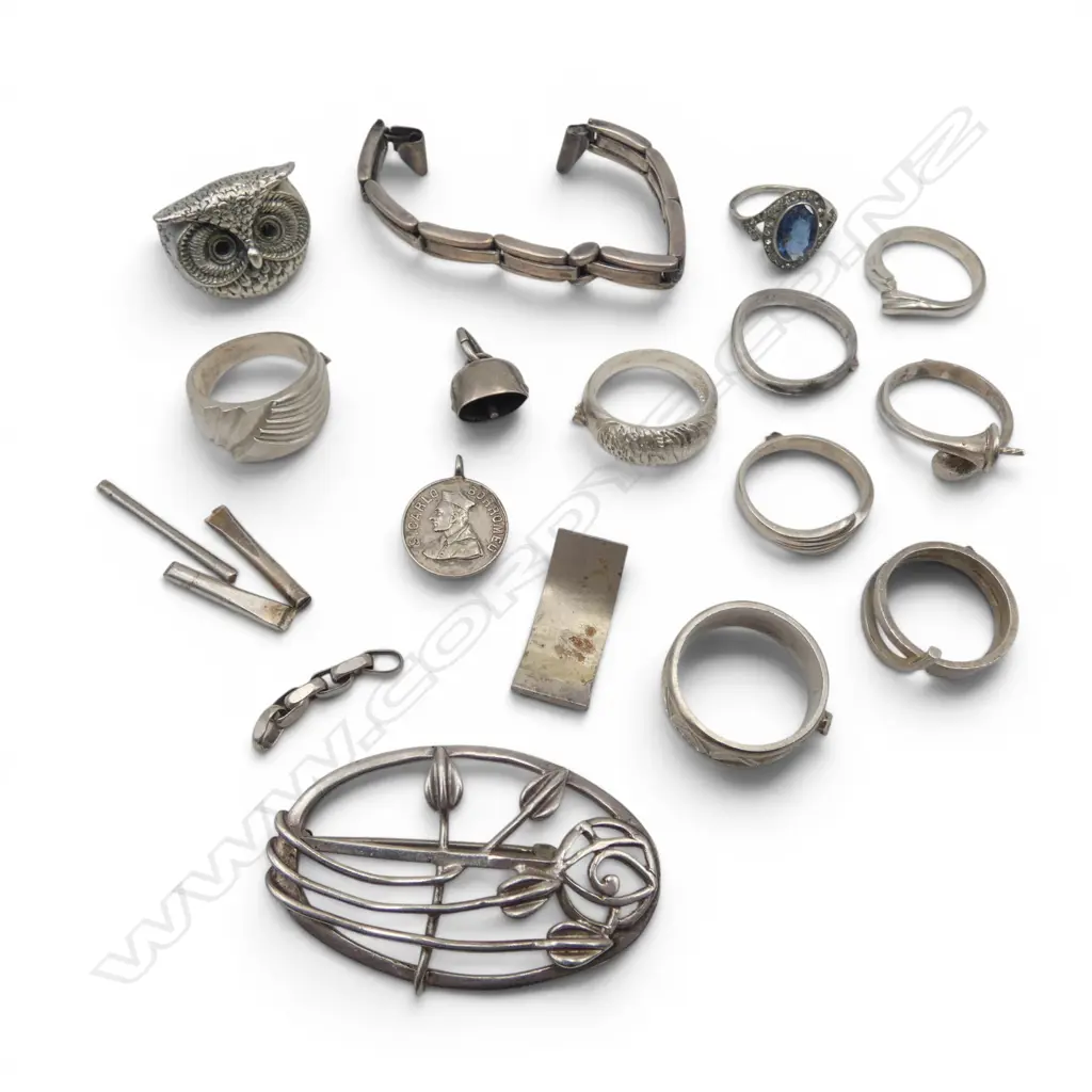 60gms SCRAP STG SILVER + OWL RING Image 1++