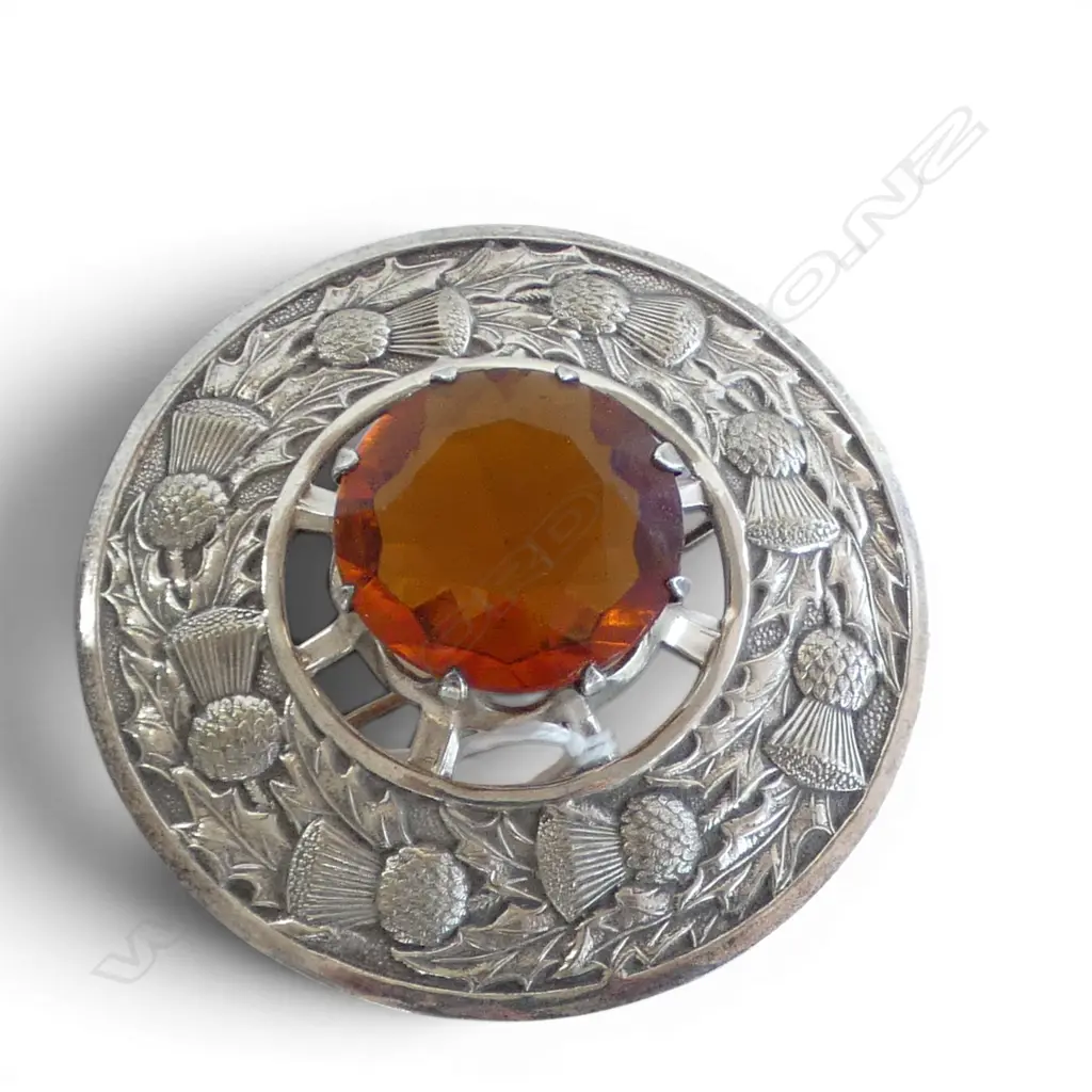 LG SILVER PLATED SCOTTISH BROOCH Dia.85mm Image 1++
