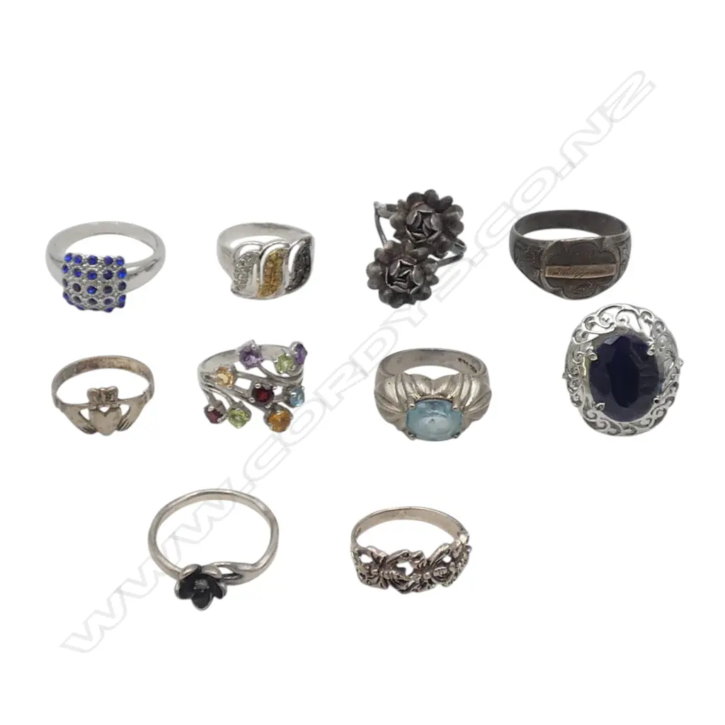 10 RINGS, MOSTLY STG SILVER Image 1++