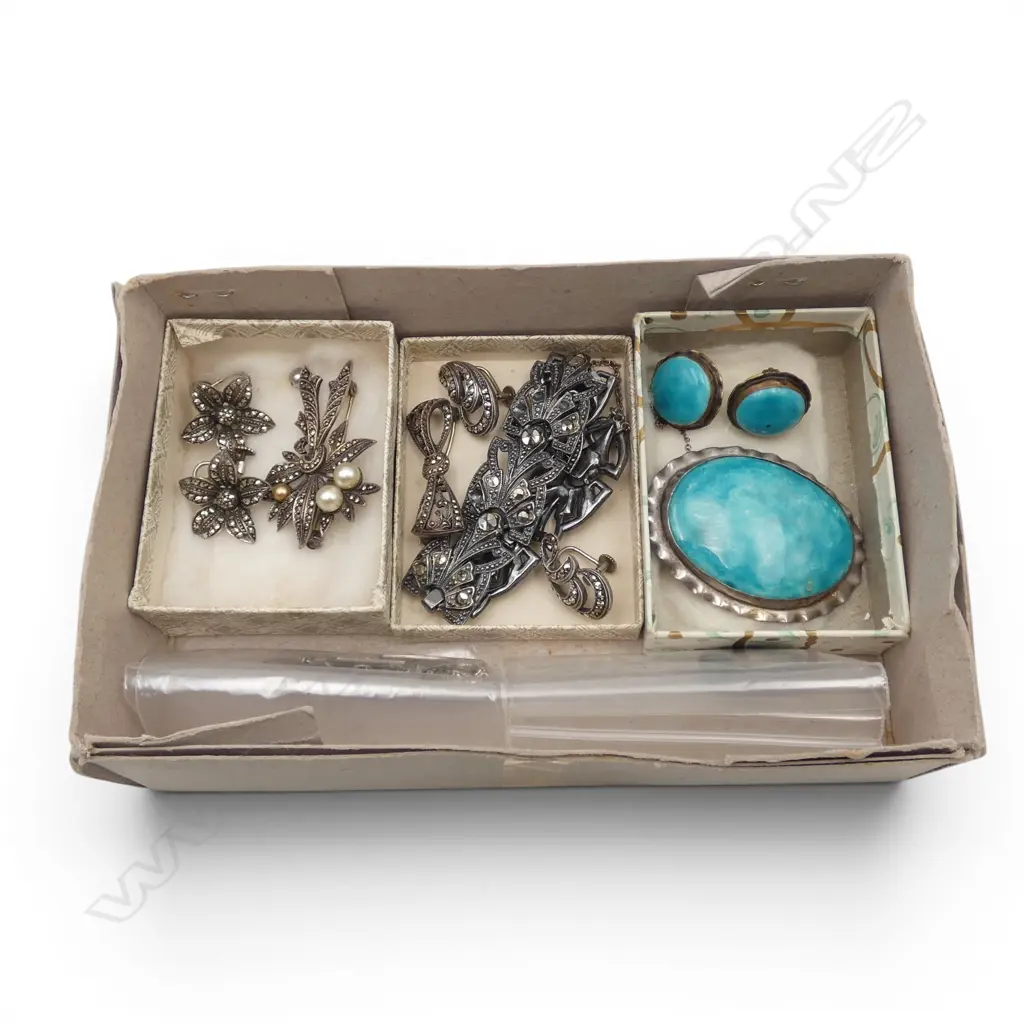 ASST. MARCASITE JEWELLERY some stg silver + OTHER SILVER etc Image 1++
