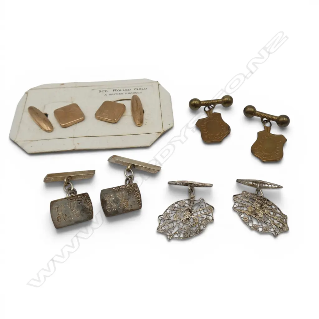 4 PRS CUFFLINKS; 1 STG SILVER Image 1++