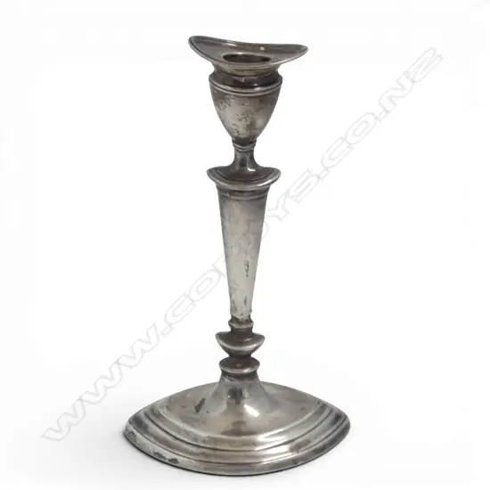 London c1920 STG SILVER REGENCY STYLE COLUMN CANDLE STICK H.200mm. Plaster base. 296gms