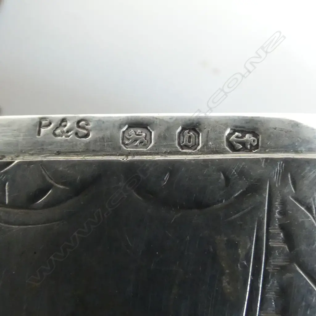 VICTORIAN Birmingham ENGRAVED VESTA CASE vacant shield cartouche + ferns 21gms Image 1++