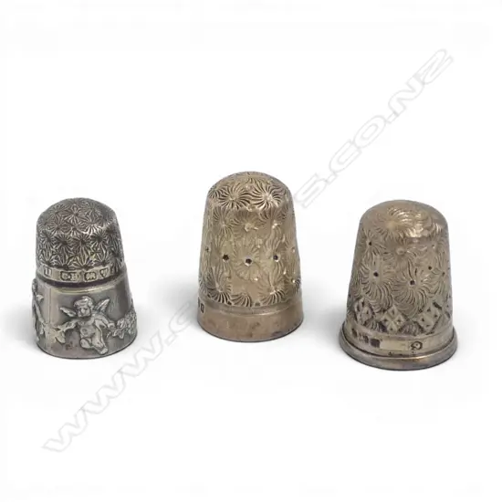 3 EDAWRDIAN SILVER THIMBLES13gms